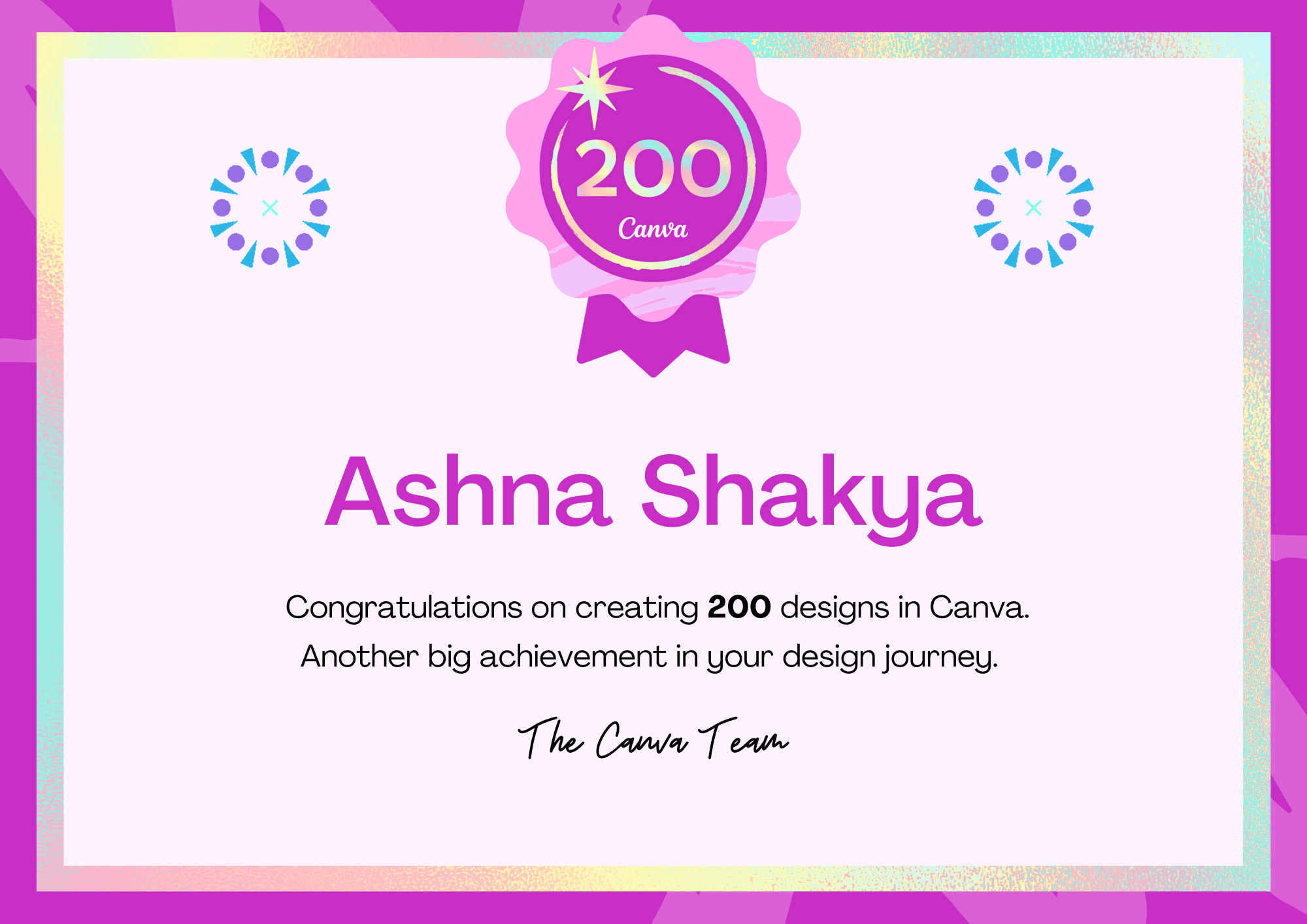 Canva 200 Design Milestone Badge