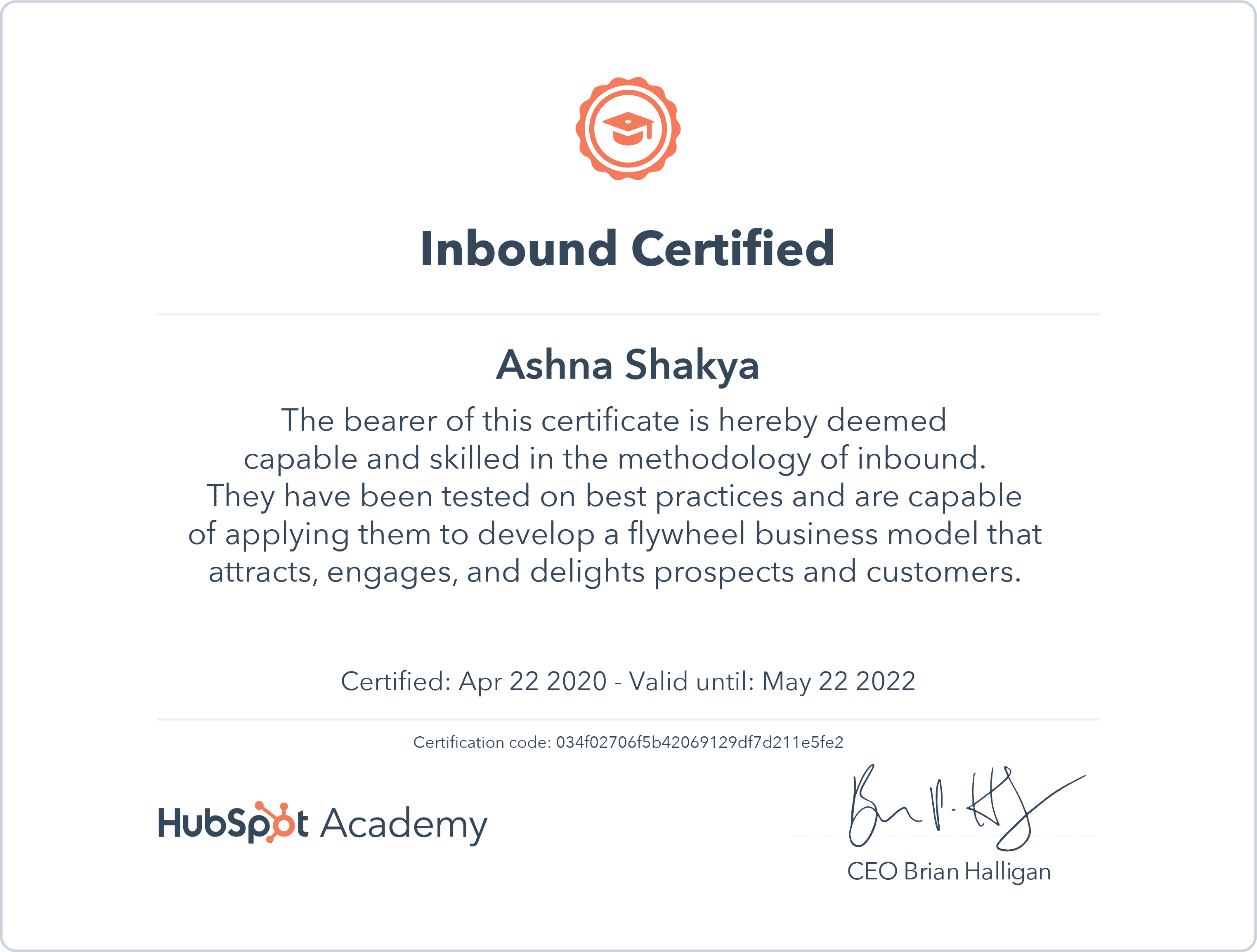 Inbound Marketing certificate
